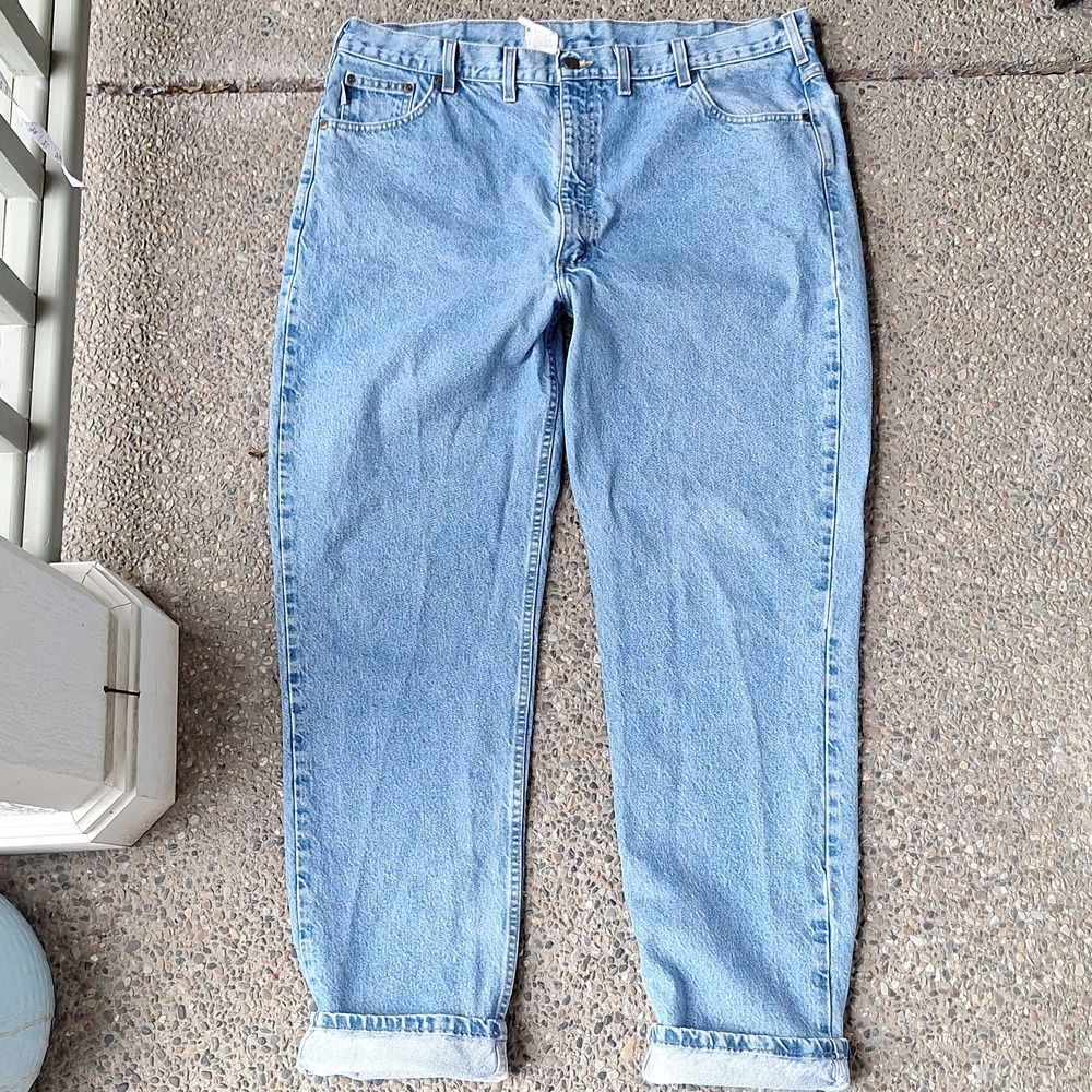 Vintage 90s Carhartt Straight Leg Blue Denim Jeans Size 44x34